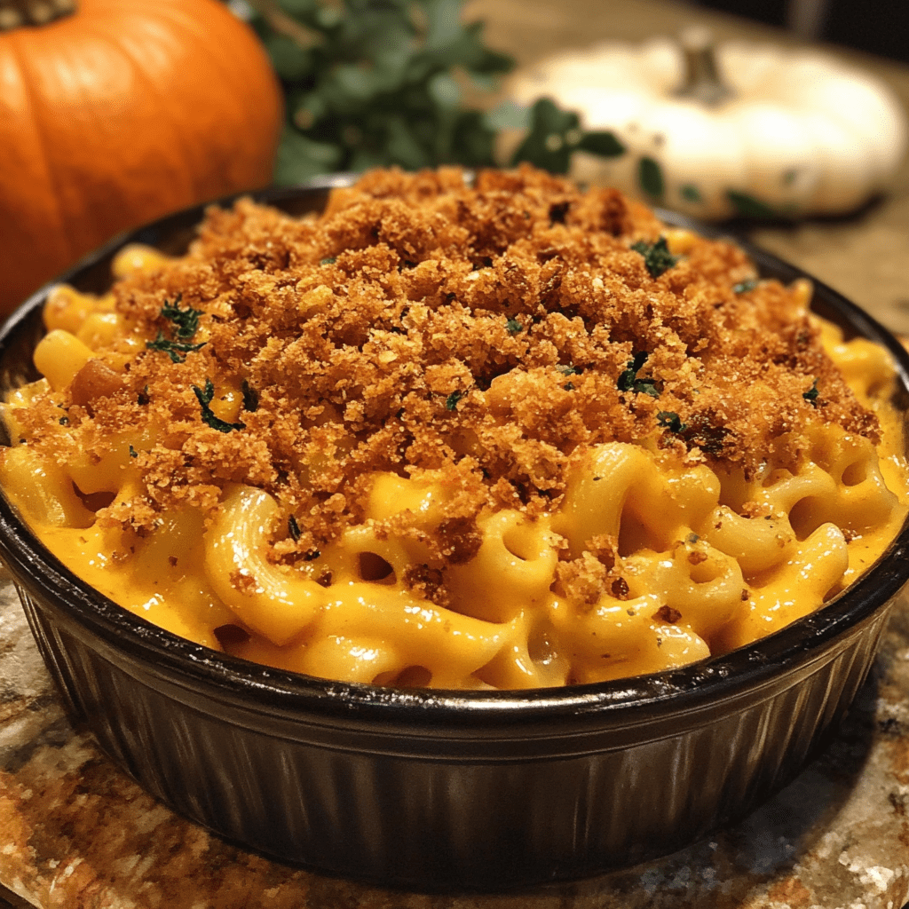 Pumpkin Mac & Cheese with Crispy Topping that Delights!