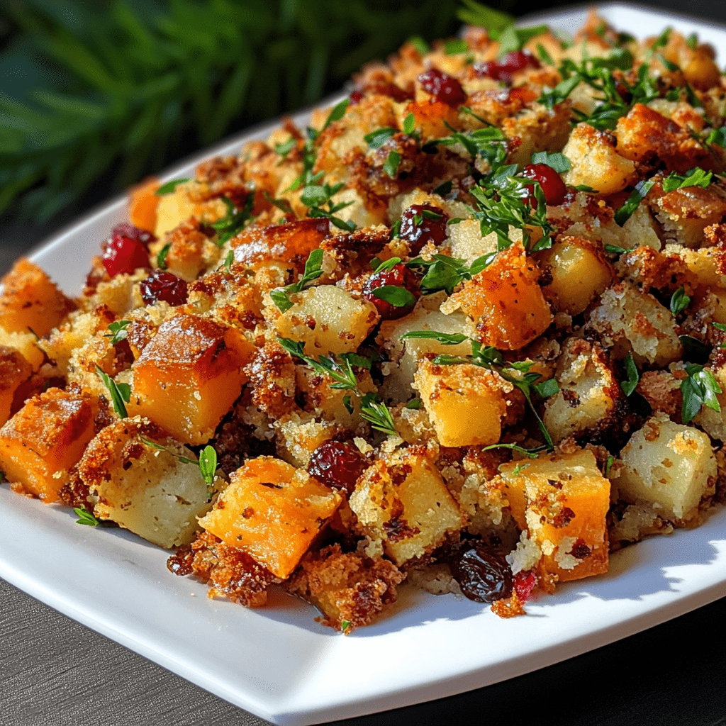 Sweet Potato & Cranberry Stuffing Casserole That Delights!