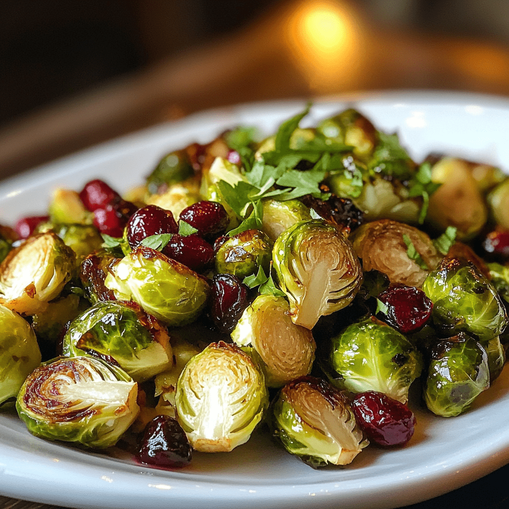 Roasted Brussels Sprouts with Cranberries & Pecans Delight!