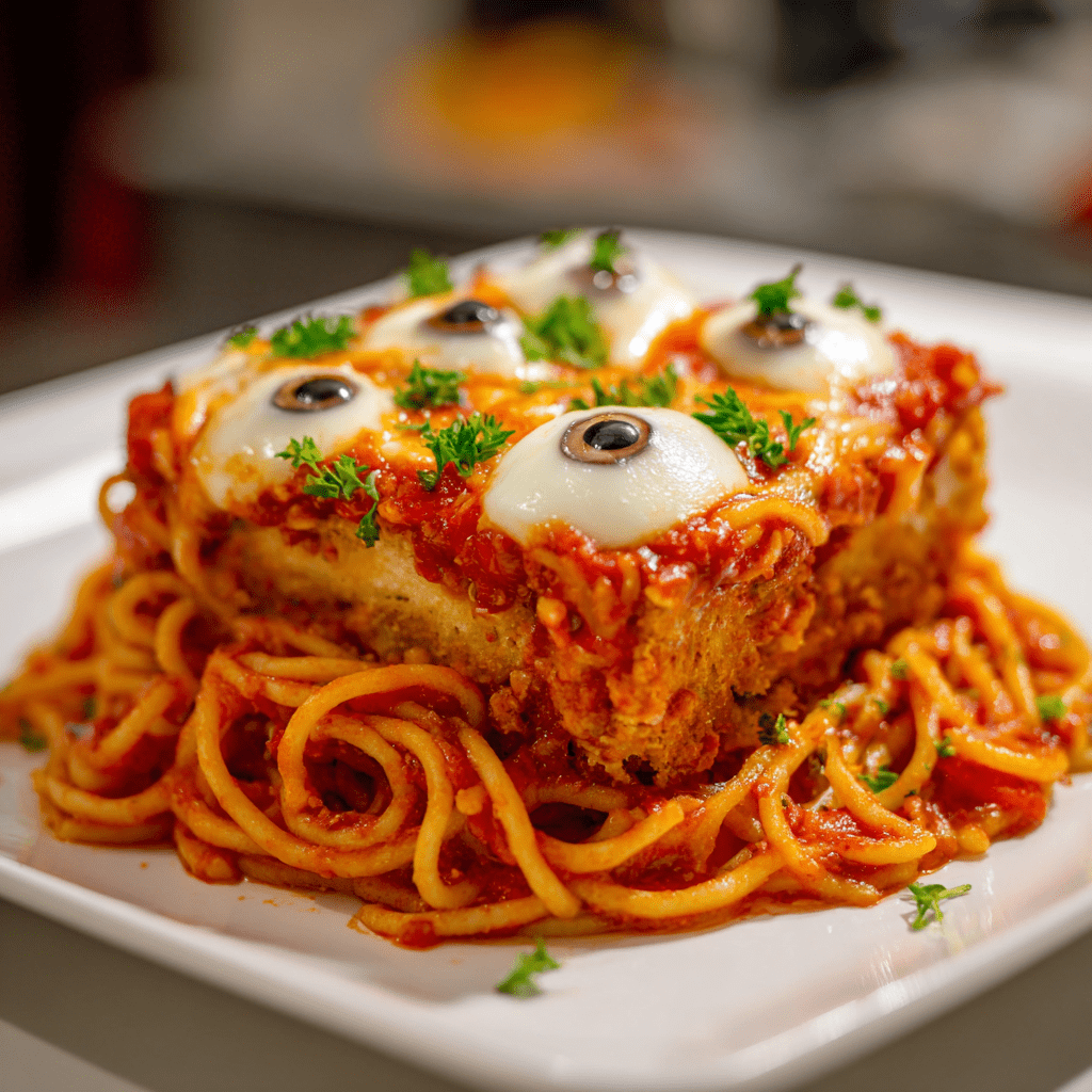 “Bloody Spaghetti with Mozzarella Eyeballs: A Spooky Treat!”