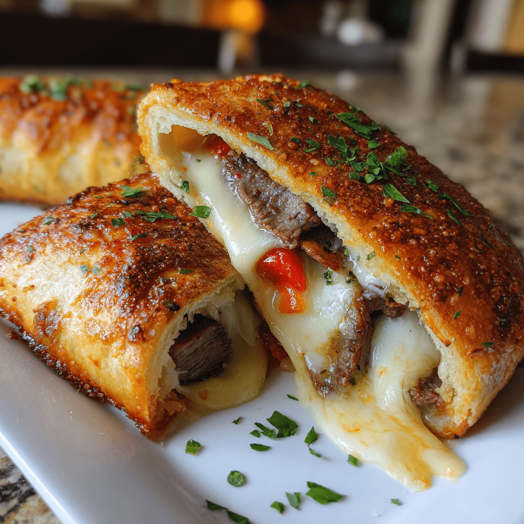 Mouthwatering Mozzarella Cheese Steak Stromboli Awaits!