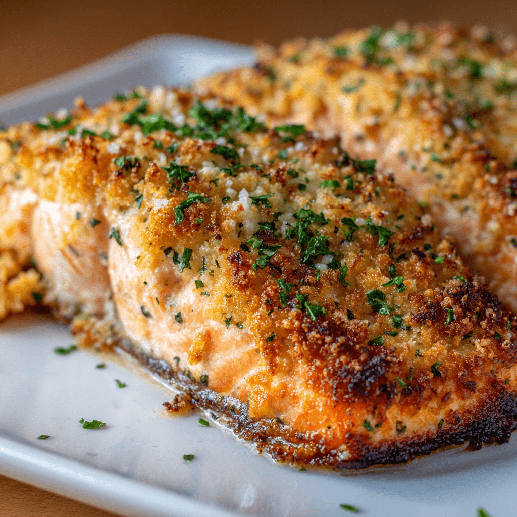Crispy Parmesan Crusted Baked Salmon Will Delight You!