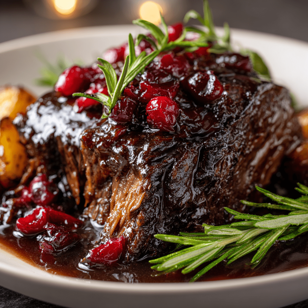 Slow-Braised Beef Roast with Cranberry Balsamic Glaze for Flavorful Feasts