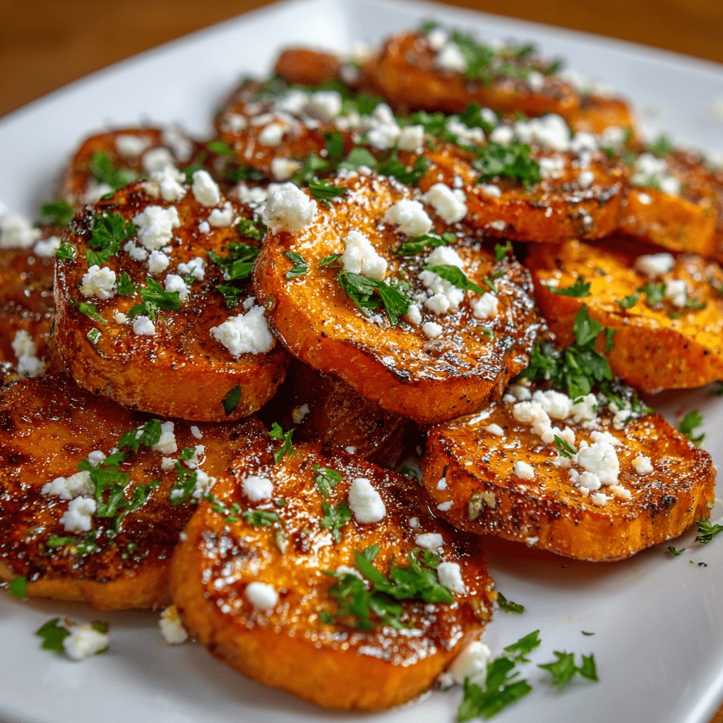 Roasted Sweet Potato Rounds with Honey &amp; Feta Delight You!