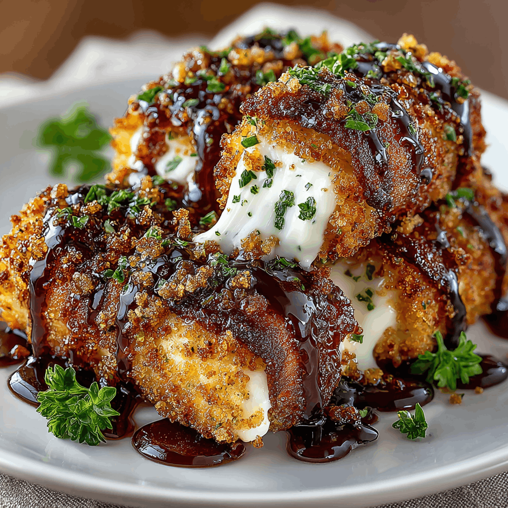 Crispy Bacon Mozzarella Poppers with Sweet Glaze Delight!