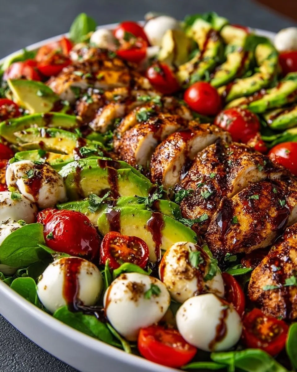 Baked Marinated Chicken Salad with Mozzarella and Balsamic Vinaigrette