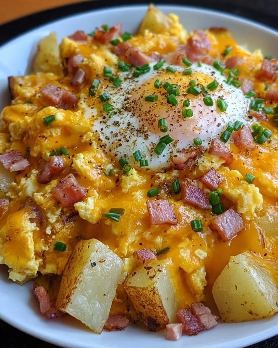 Cheesy Potato Egg Scramble
