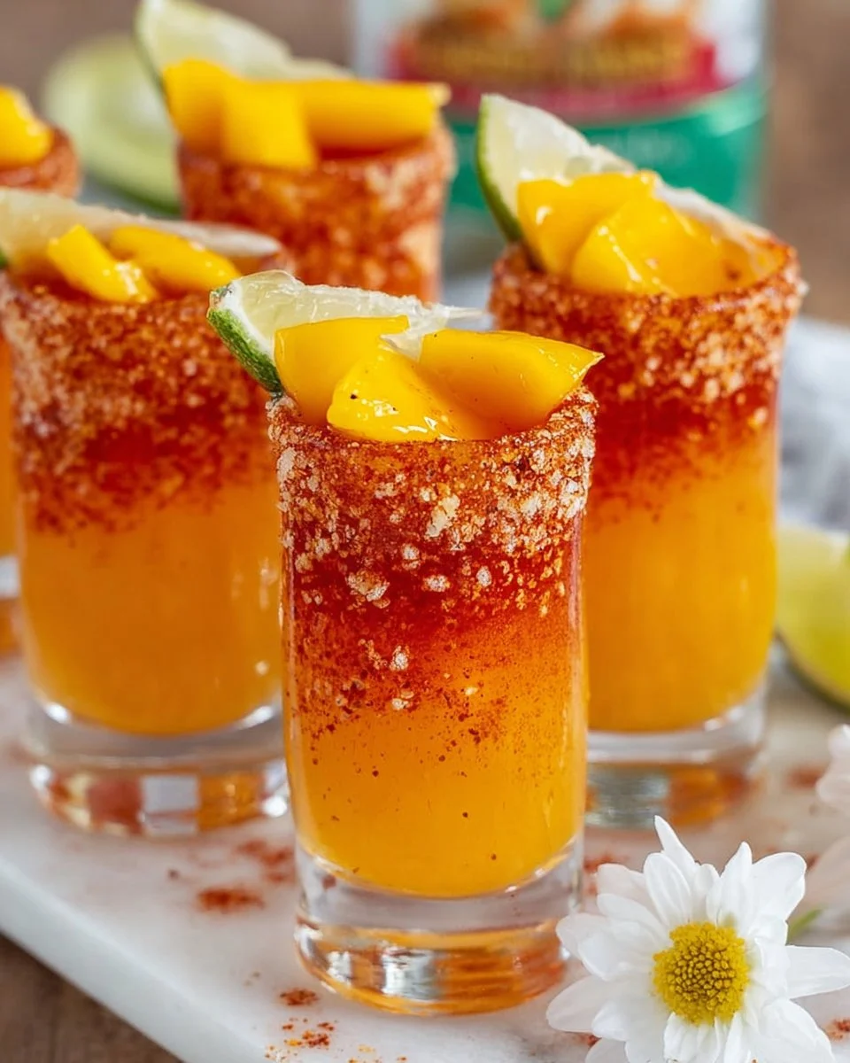 Chile Mango Mexican Candy Shots with vibrant colors and flavors