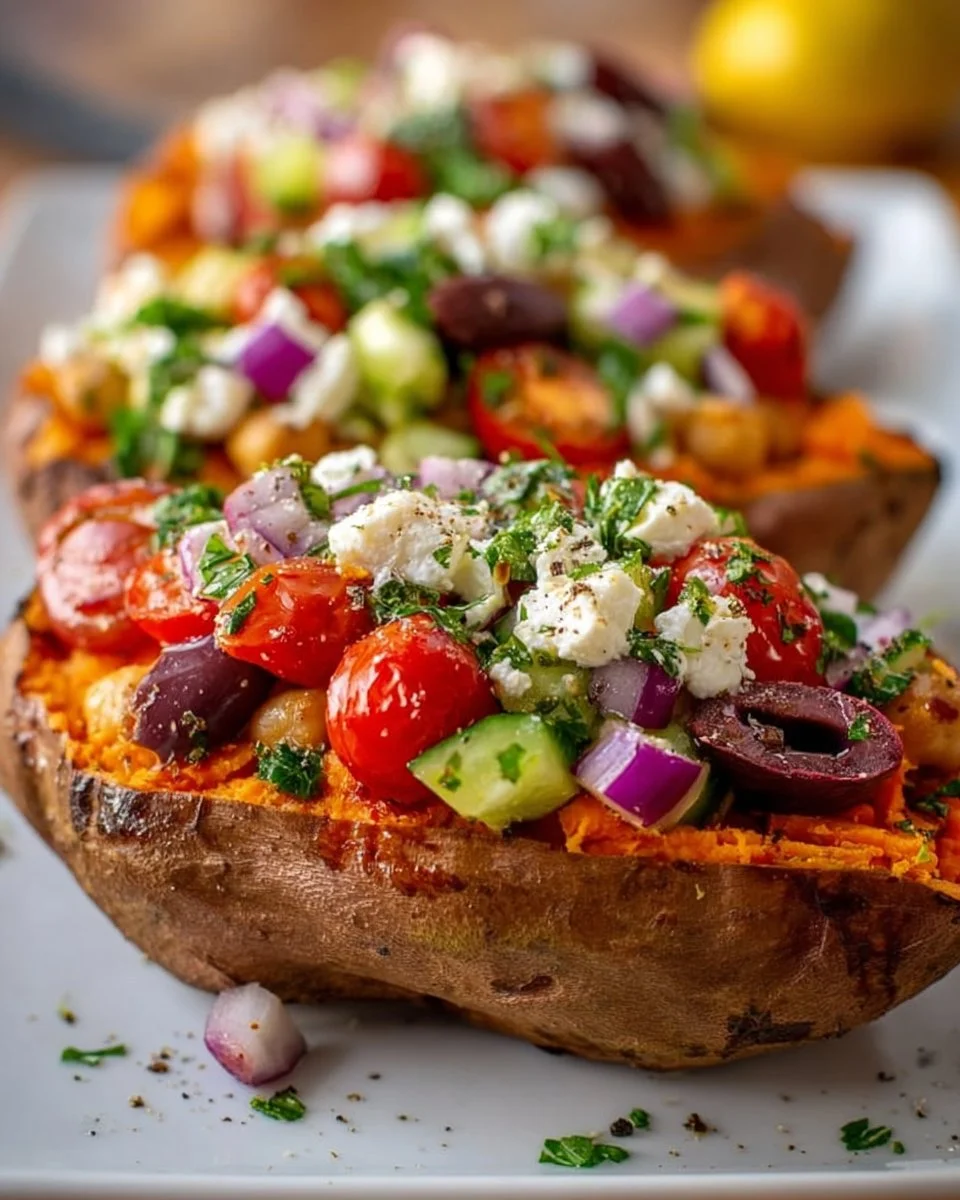 Mediterranean Stuffed Sweet Potatoes