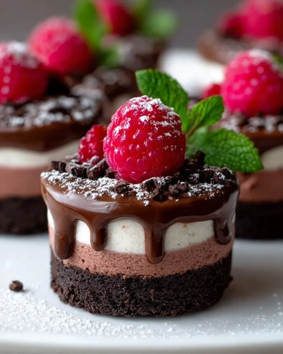Mini Dark Chocolate Raspberry Cheesecakes