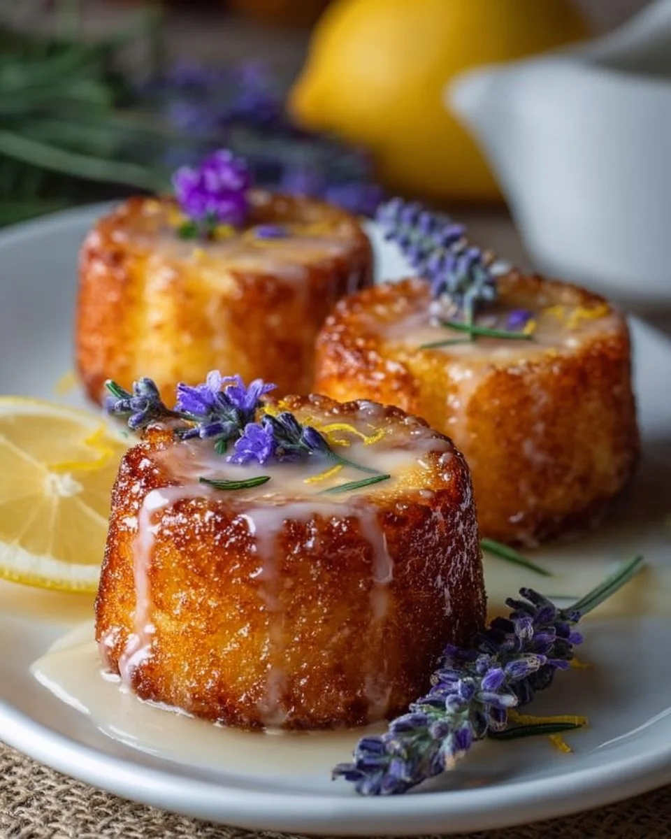 Mini Lemon Cakes With Lavender Glaze