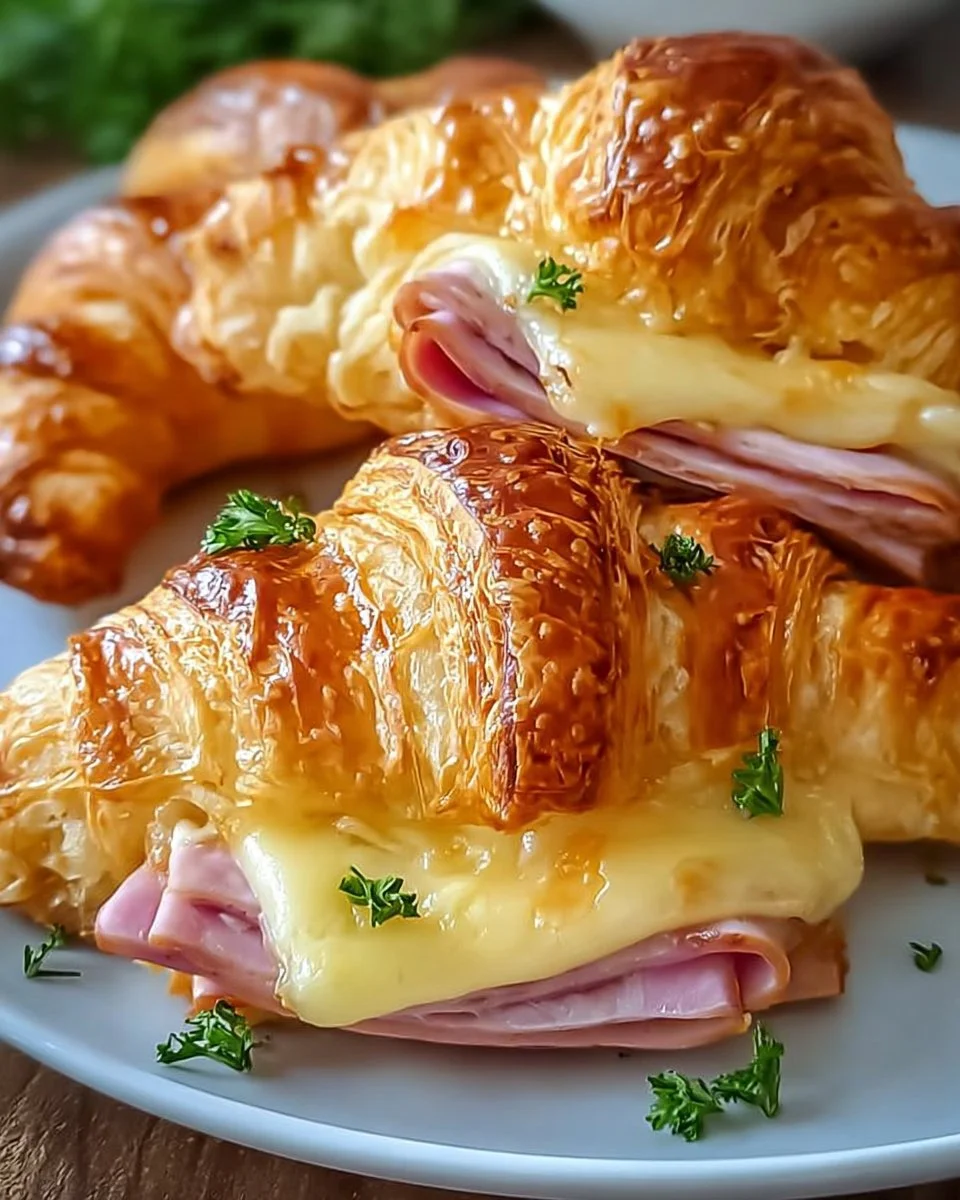 Baked Ham and Cheese Croissants