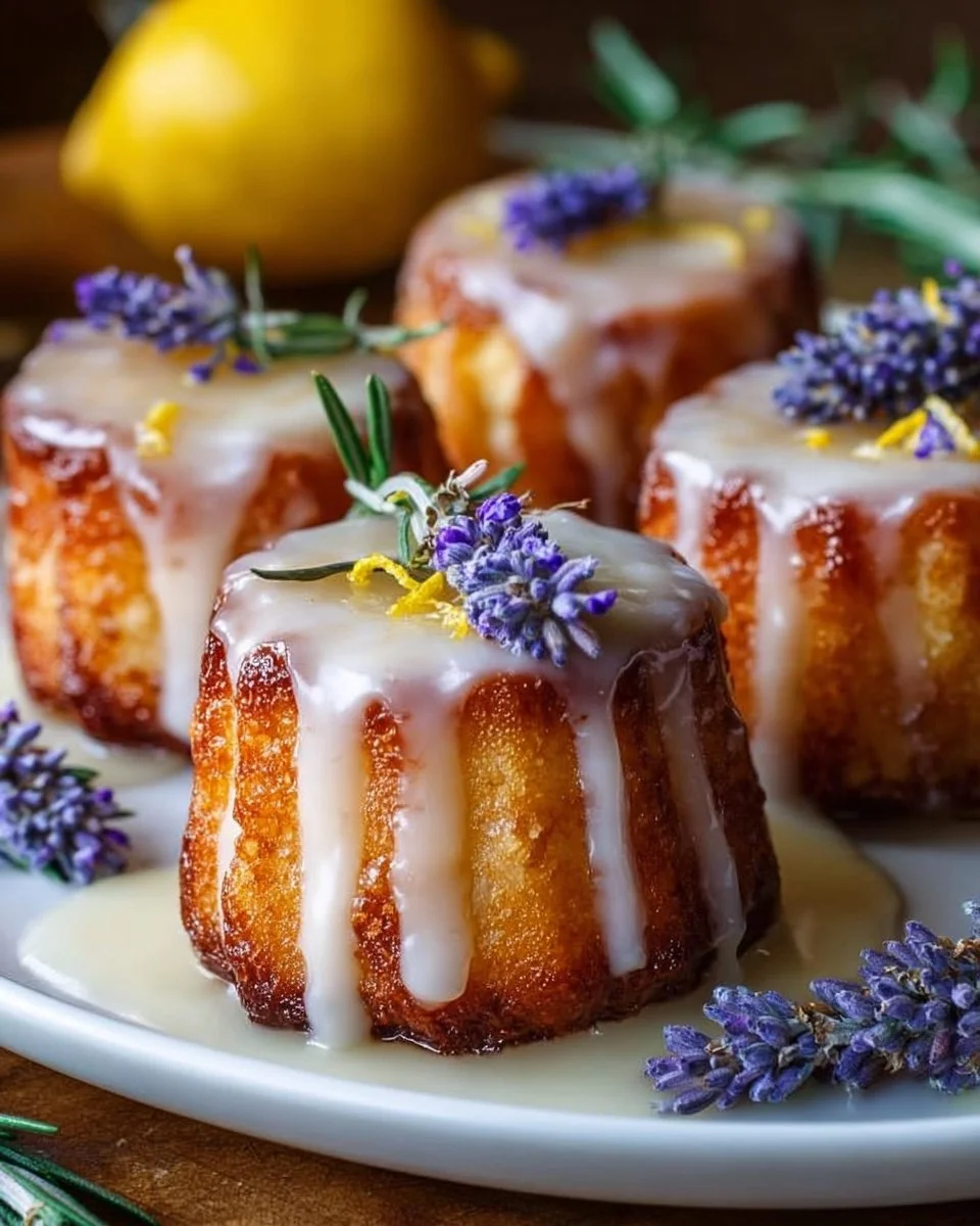 Mini Lemon Cakes With Lavender Glaze