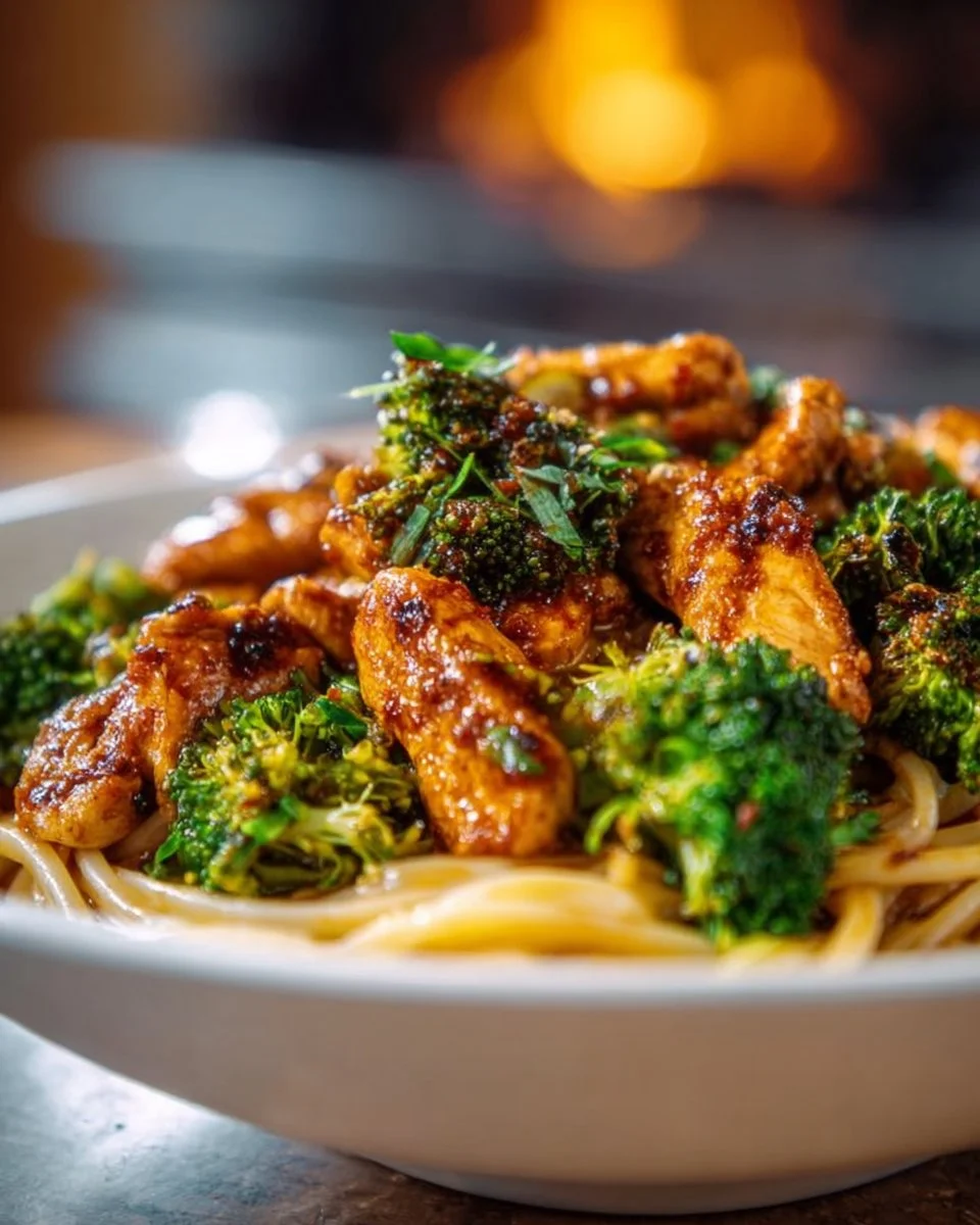 Spicy Garlic Chicken and Broccoli Noodle Bowls Delight You!