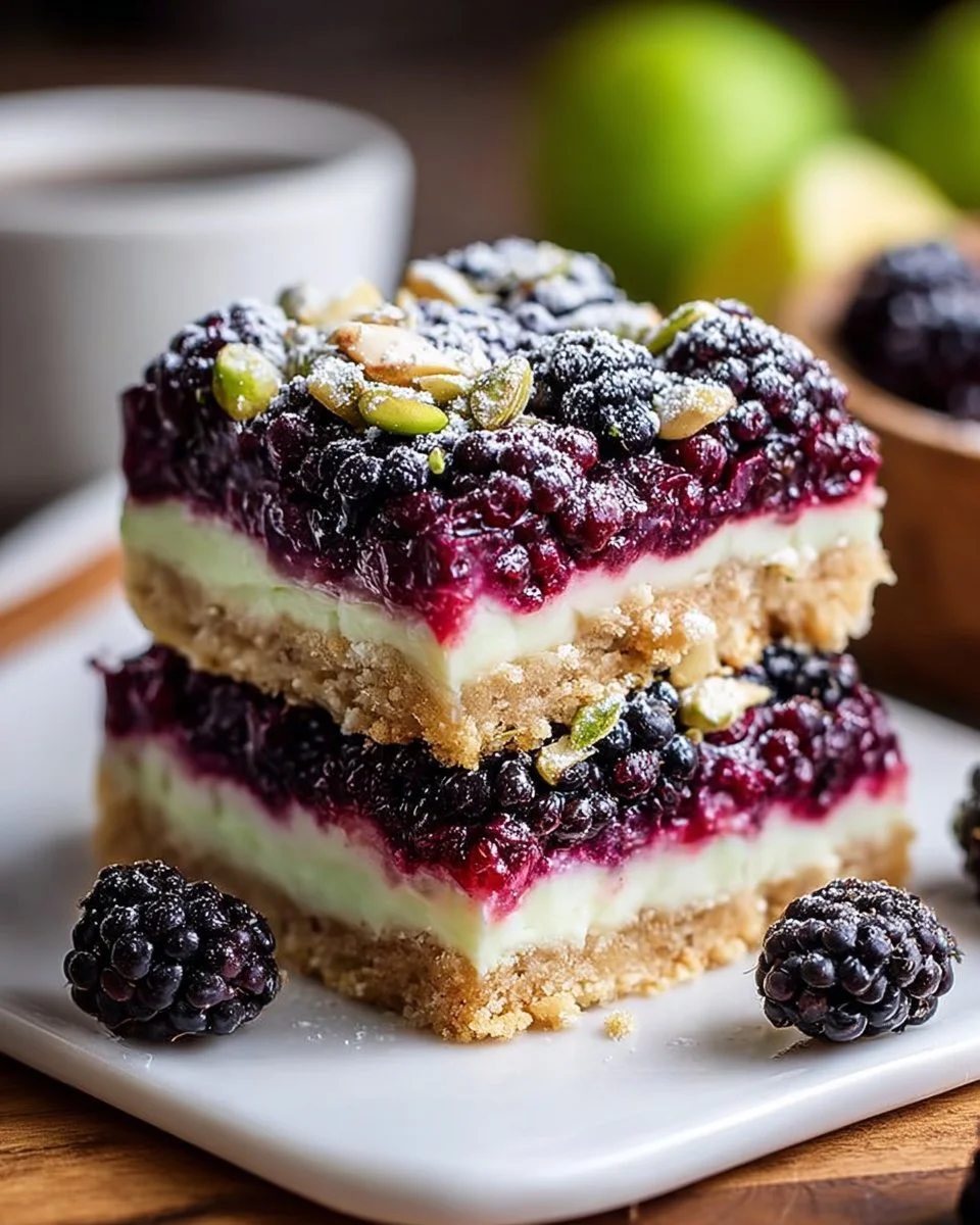 Blackberry Pistachio Dream Bars