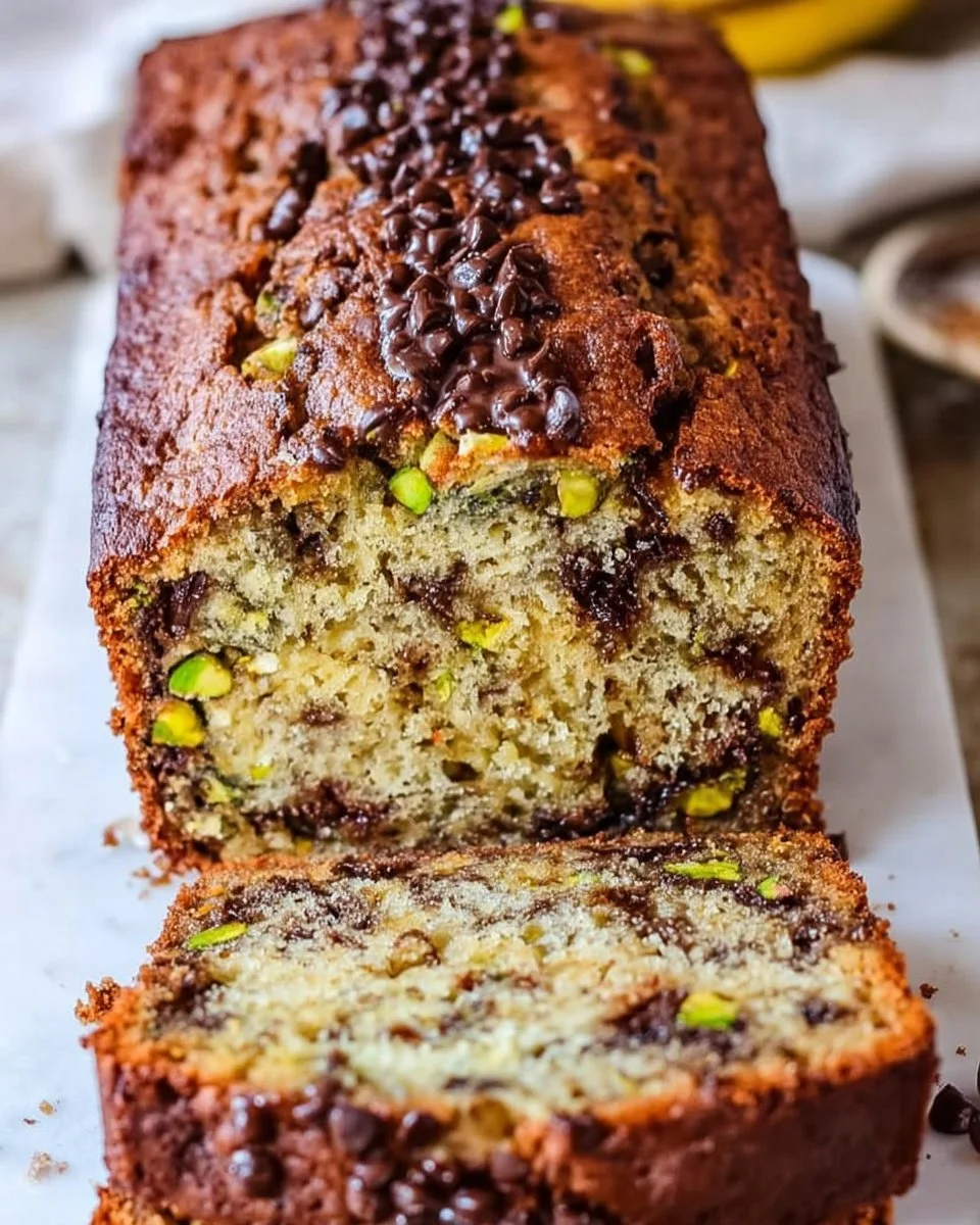 Pistachio Chocolate Chip Banana Bread