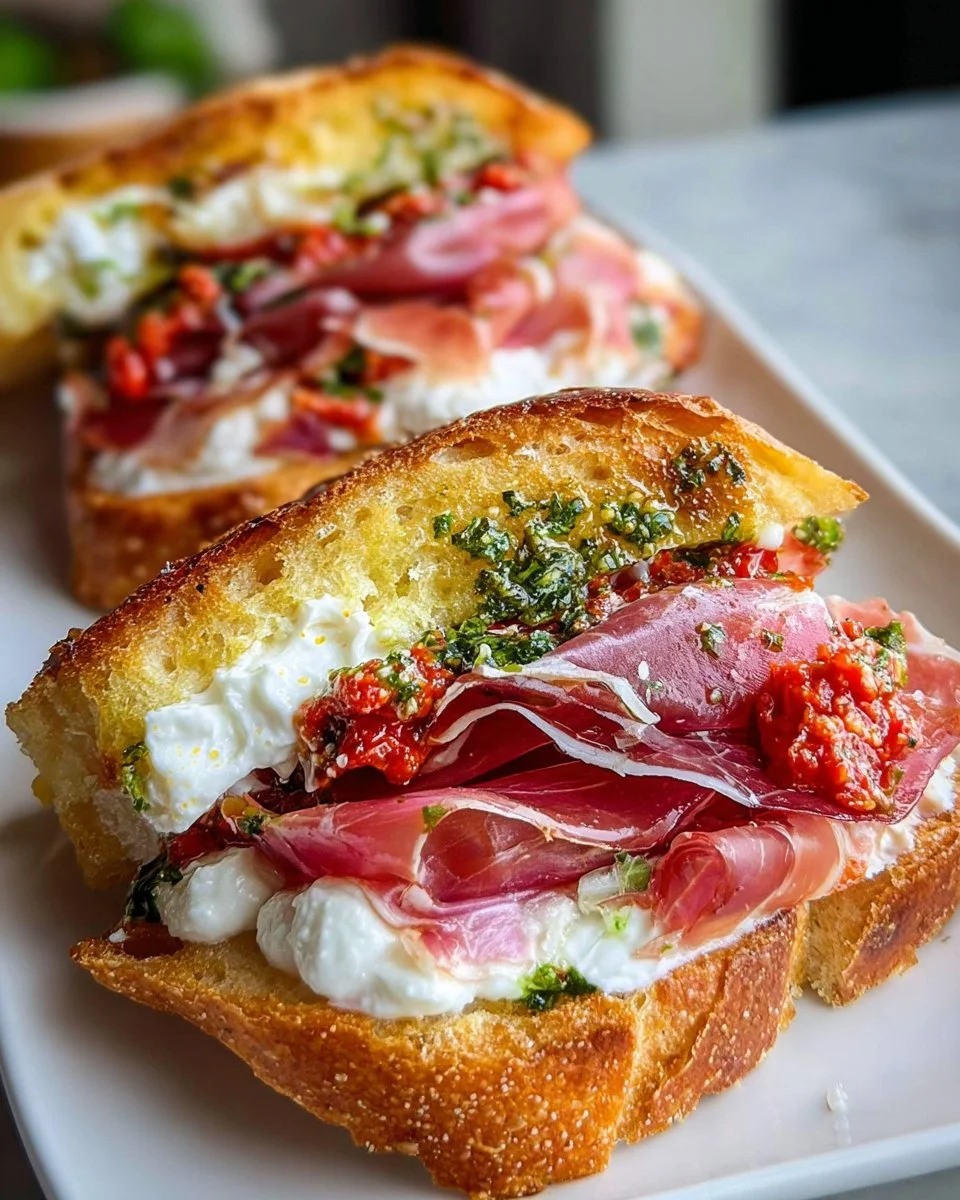 Prosciutto and Stracciatella Sandwich
