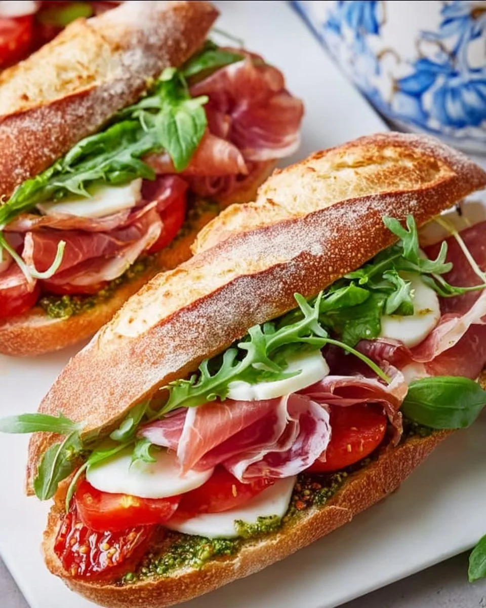 Prosciutto Pesto Tomato Sandwich Recipe (video)
