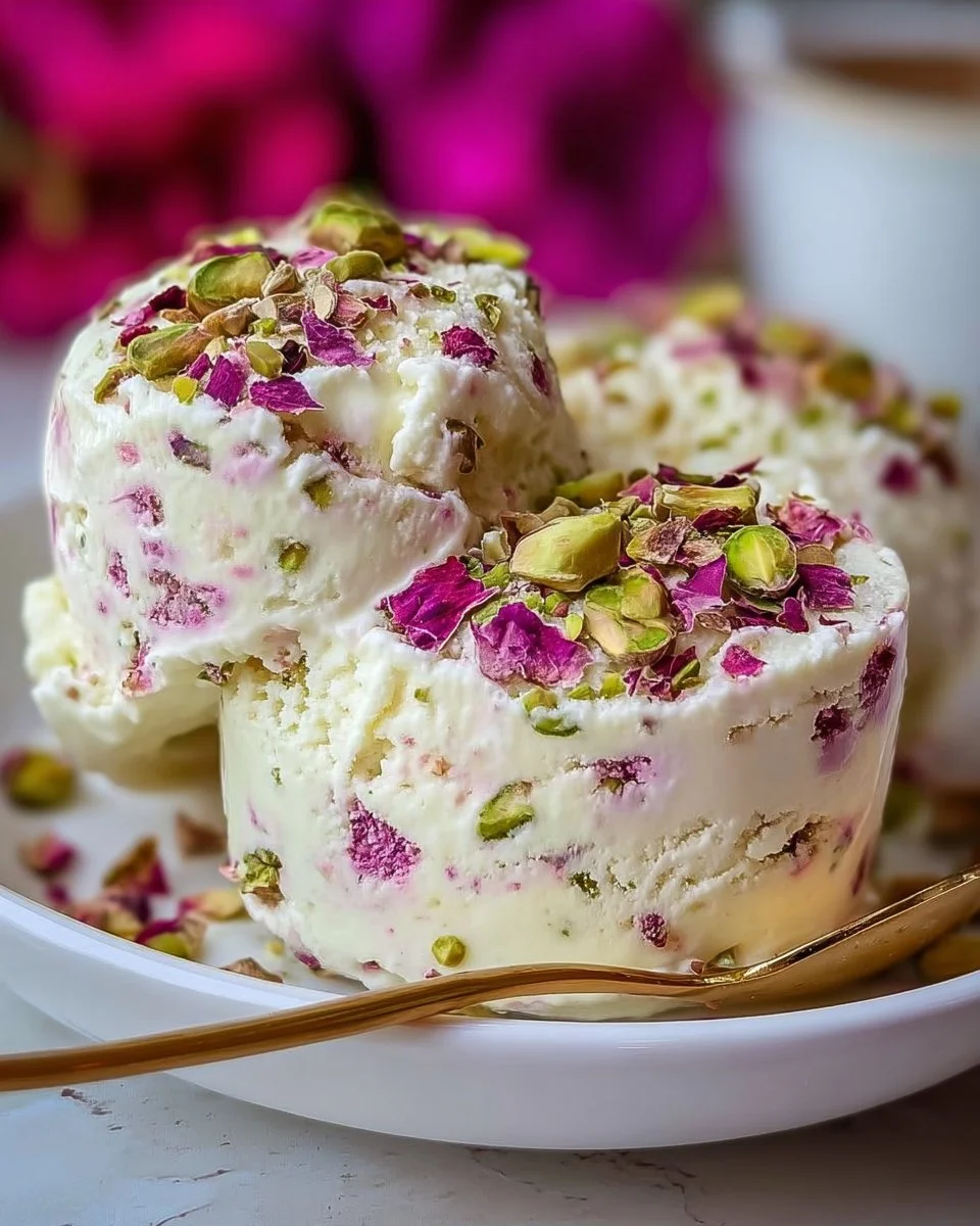 Rose Pistachio Cheesecake Ice Cream